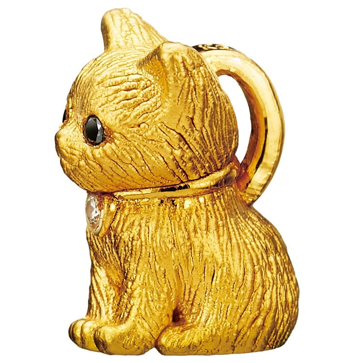 純金の子猫 ダイヤモンド入り24金製宝飾ペンダント
