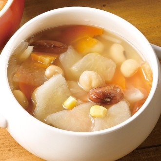 お豆と野菜のごろっとおかずスープ