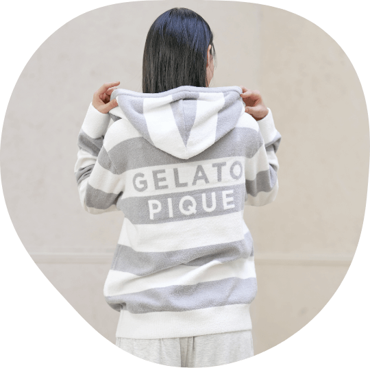[gelato pique Sleep] JALオリジナル 2ボーダースムーズィーパーカ&着圧ソックスセット（収納ポーチ付き）