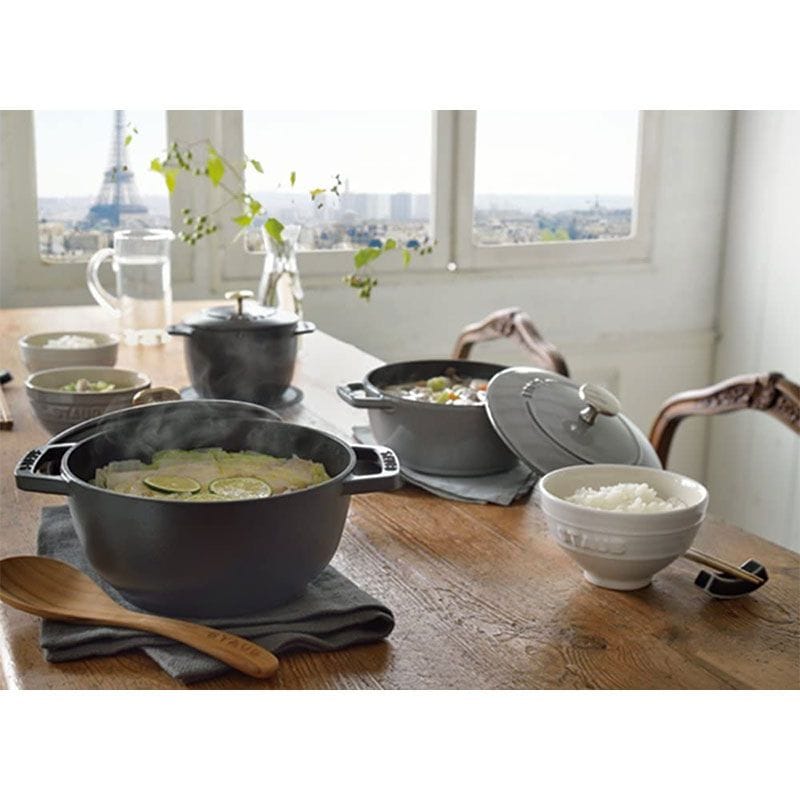 staub ストウブ Wa-NABE S 16cm ブラック 40501-000 両手 鋳物 ホーロー 鍋 炊飯 1合 IH対応 ブラック 16cm