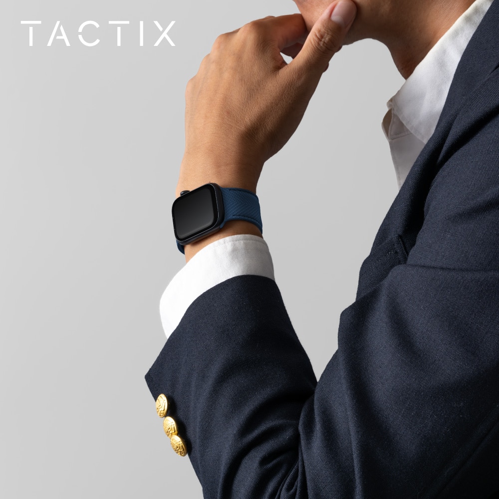 Apple Watch (38／40／41／42mm)用 レザーライクシリコンバンド ネイビー TACTIX(タクトナイン)