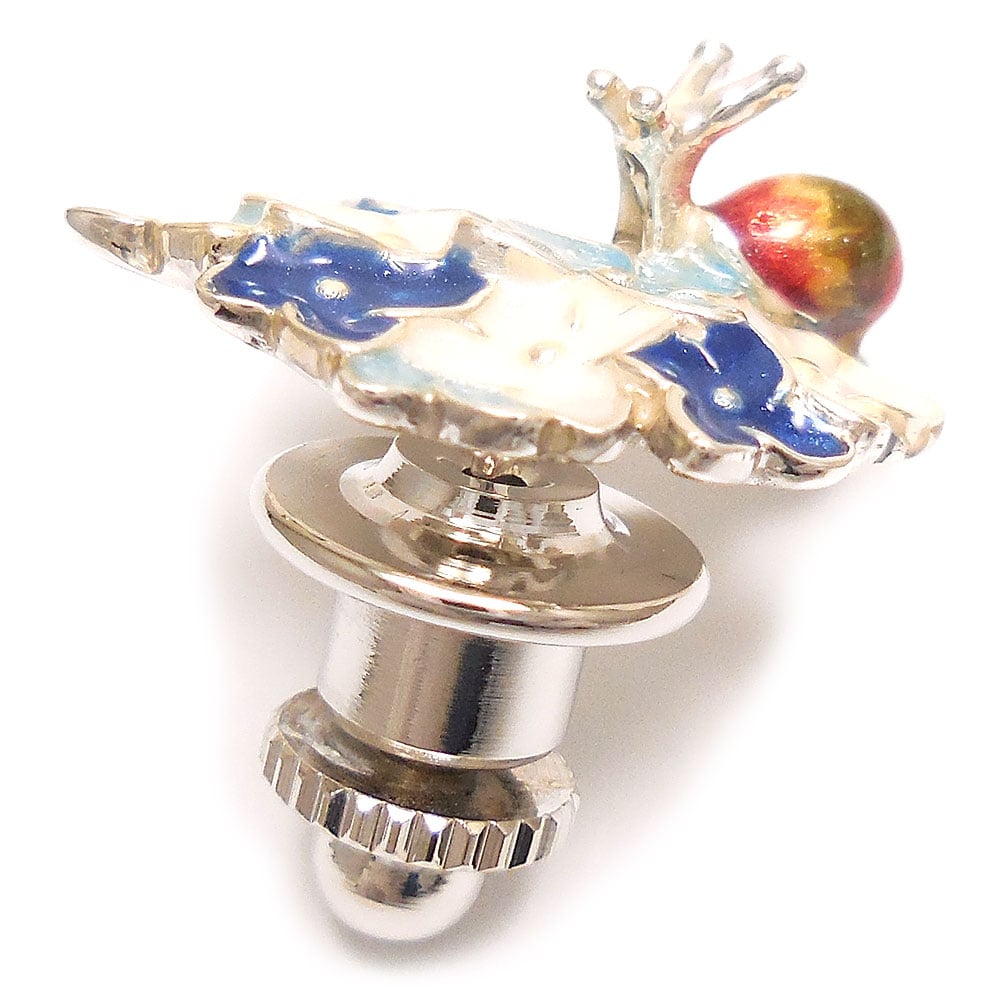 SATURNO サツルノ ピンブローチ ラペルピン あじさい 紫陽花 青/白 シルバー925 エナメル彩色 イタリア製 メンズ レディース 青/白