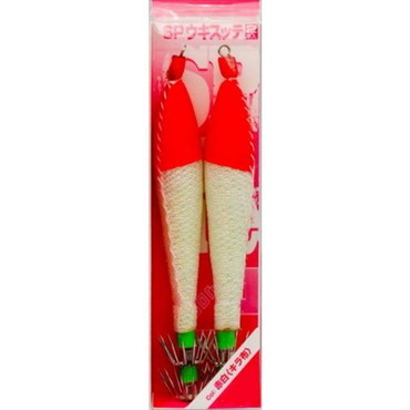 マルシン漁具 スッテ SPウキスッテ 3号 赤白キラ布 (2個入)