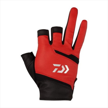 ダイワ 手袋 DG-1424 レザーフィットグローブ 3本カット レッド M
