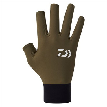 ダイワ 手袋 DG-6726 ICEDRY UVケアグローブ 3本カット カーキ L