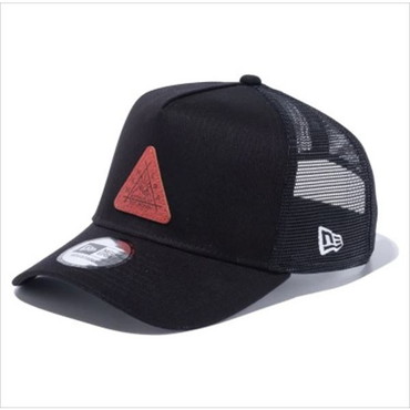 ニューエラジャパン 帽子 9FORTY A-Frame トラッカー Leather Patch レザーパッチ ブラック 56.8 - 60.6cm