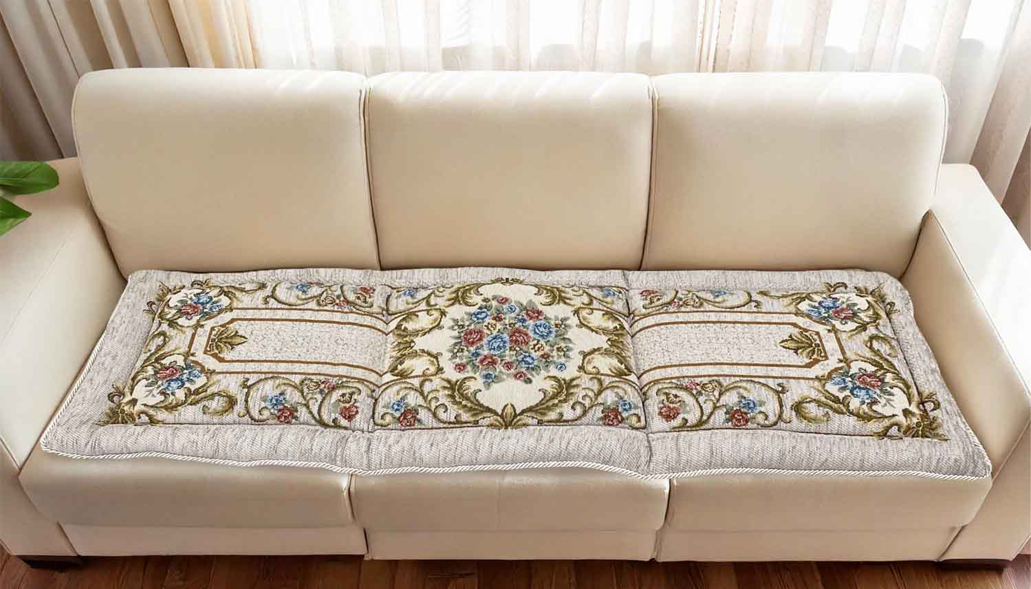 イタリア製シートクッション ロイヤル 48×150cm(ベージュ) ベージュ