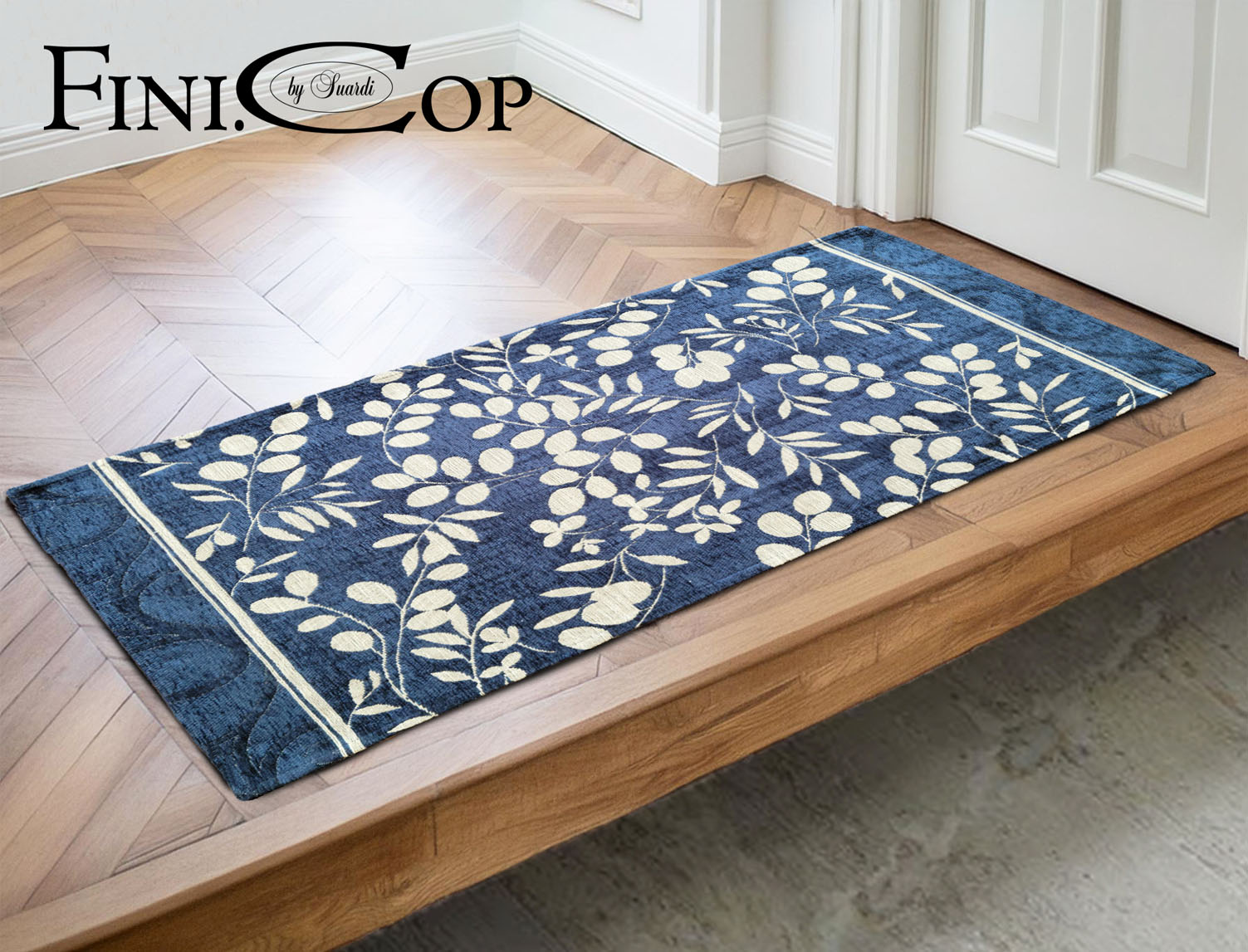 イタリア製マット モサイコ 65×120cm (ブルー)
