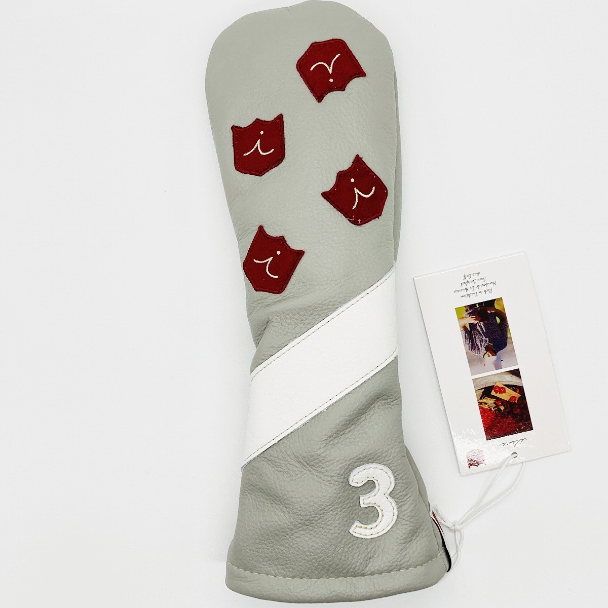 イリアック ヘッドカバー 本革 フェアウェイウッド3 ハーフダンス イーグル グレーxピュアホワイト Iliac Golf 3 Wood Half Dance Collection