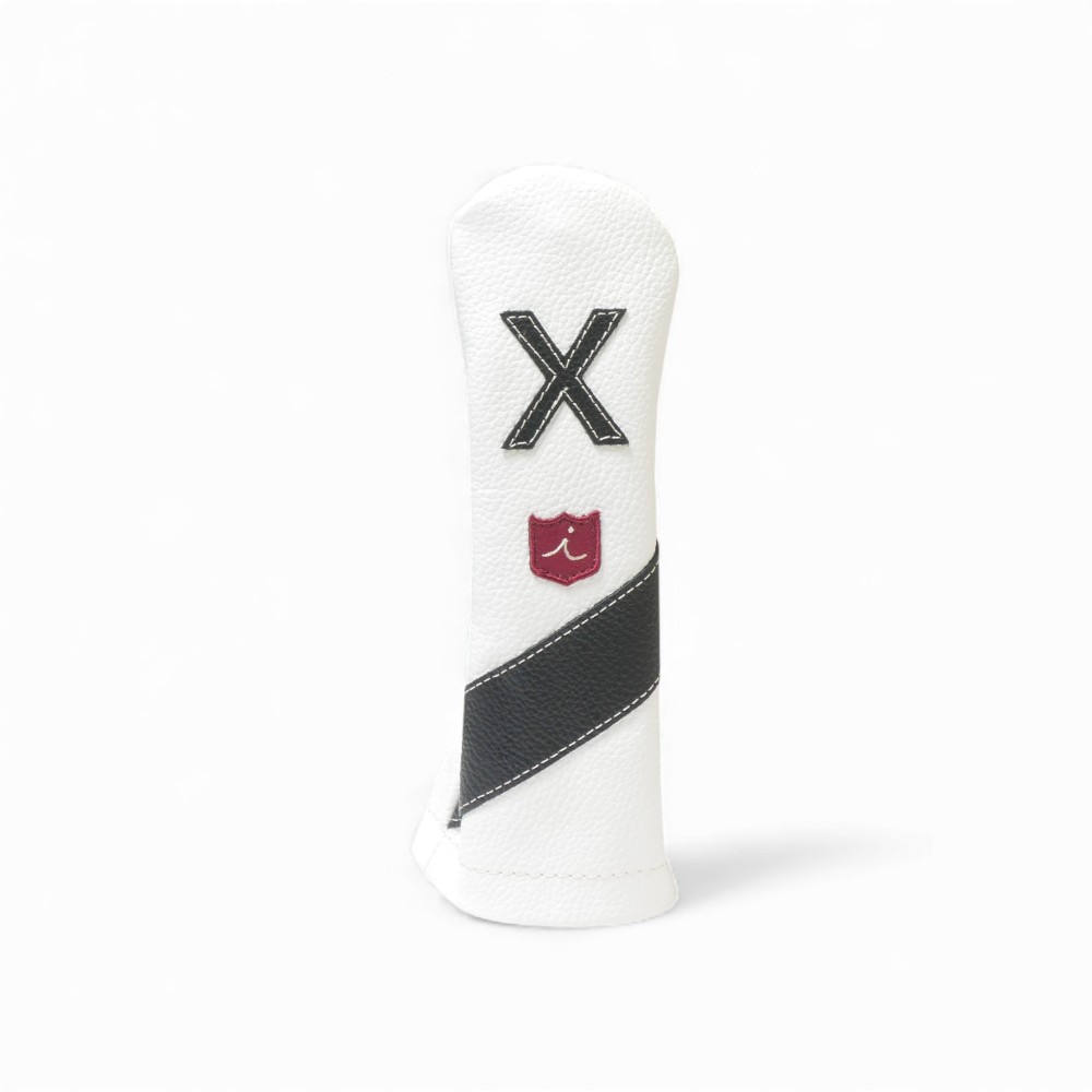 ヘッドカバー ユーティリティ X ハイブリッド イリアック ゴルフ  ロイヤル ホワイト x ブラック Iliac Golf 本革 utX