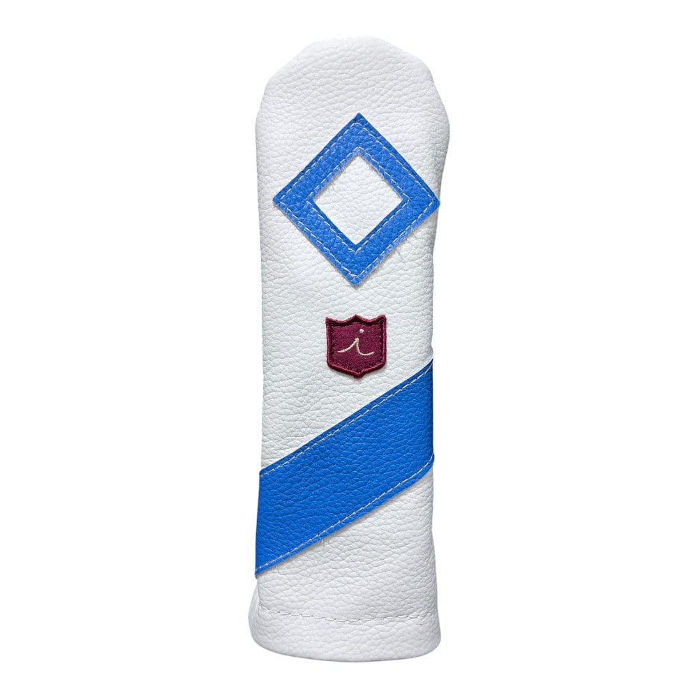 ヘッドカバー ユーティリティ ◇ ut ハイブリッド イリアック ゴルフ ロイヤル ホワイト x ブルー Iliac Golf 本革