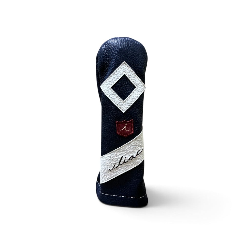 ヘッドカバー ユーティリティ ◇ イリアック ゴルフ ロイヤル スクリプト ネイビー x ホワイト Iliac Golf 本革 ut◇