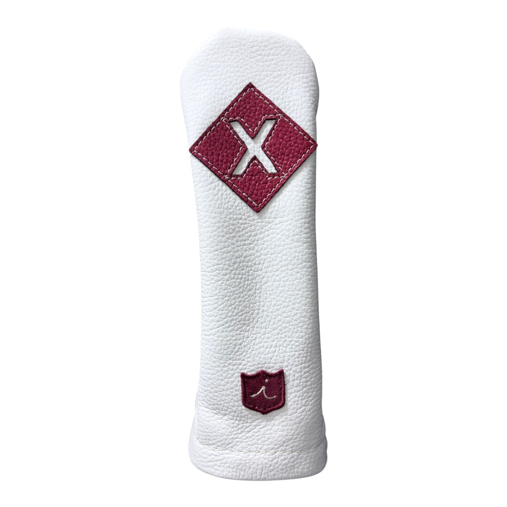 ヘッドカバー ユーティリティ X ut ハイブリッド イリアック ゴルフ ビンテージ ホワイト  x レッド Iliac Golf 本革