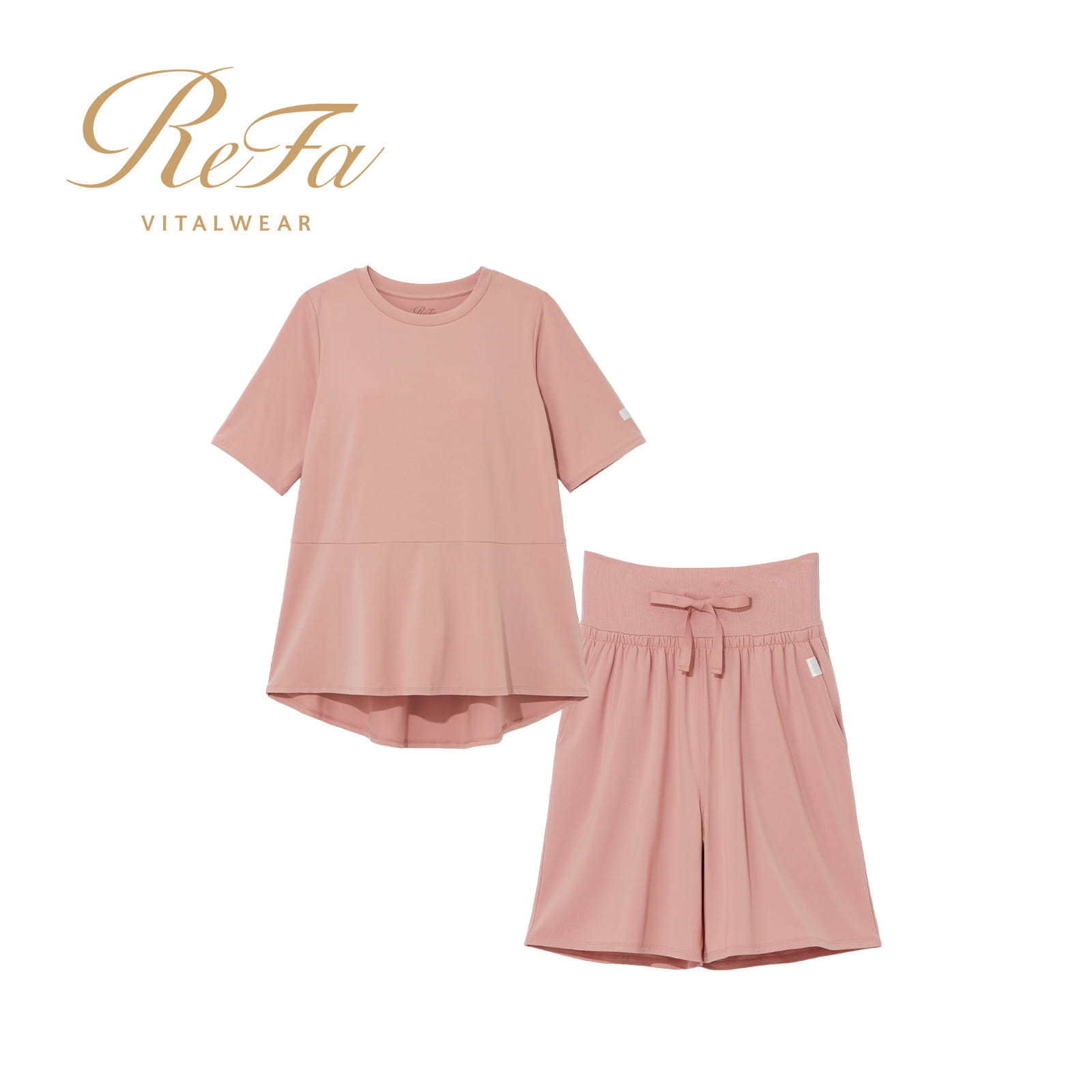 リファ バイタルテック ストレッチスムース ショートスリーブプルオーバー&ショートパンツ/WOMEN ピンク M