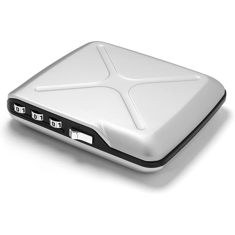 [OGON]フランス製アルミ 鍵付き ロック カードホルダー シルバー [名入れ無料]