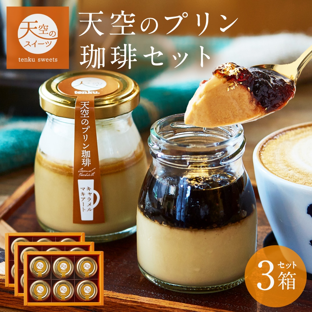 敬老の日 天空のプリン 珈琲 プリン エスプレッソ キャラメルマキアート 2種 3箱セット スイーツ コーヒー プリン  洋菓子 贈り物 誕生日 お礼 記念日 送料無料 お祝い プレゼント 詰め合わせ