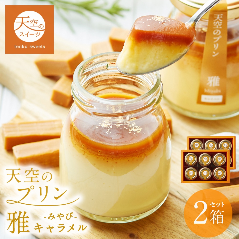 敬老の日 天空のプリン 雅（みやび） キャラメル 2箱セットスイーツ プリン  洋菓子 贈り物 誕生日 お礼 記念日 送料無料 お祝い プレゼント