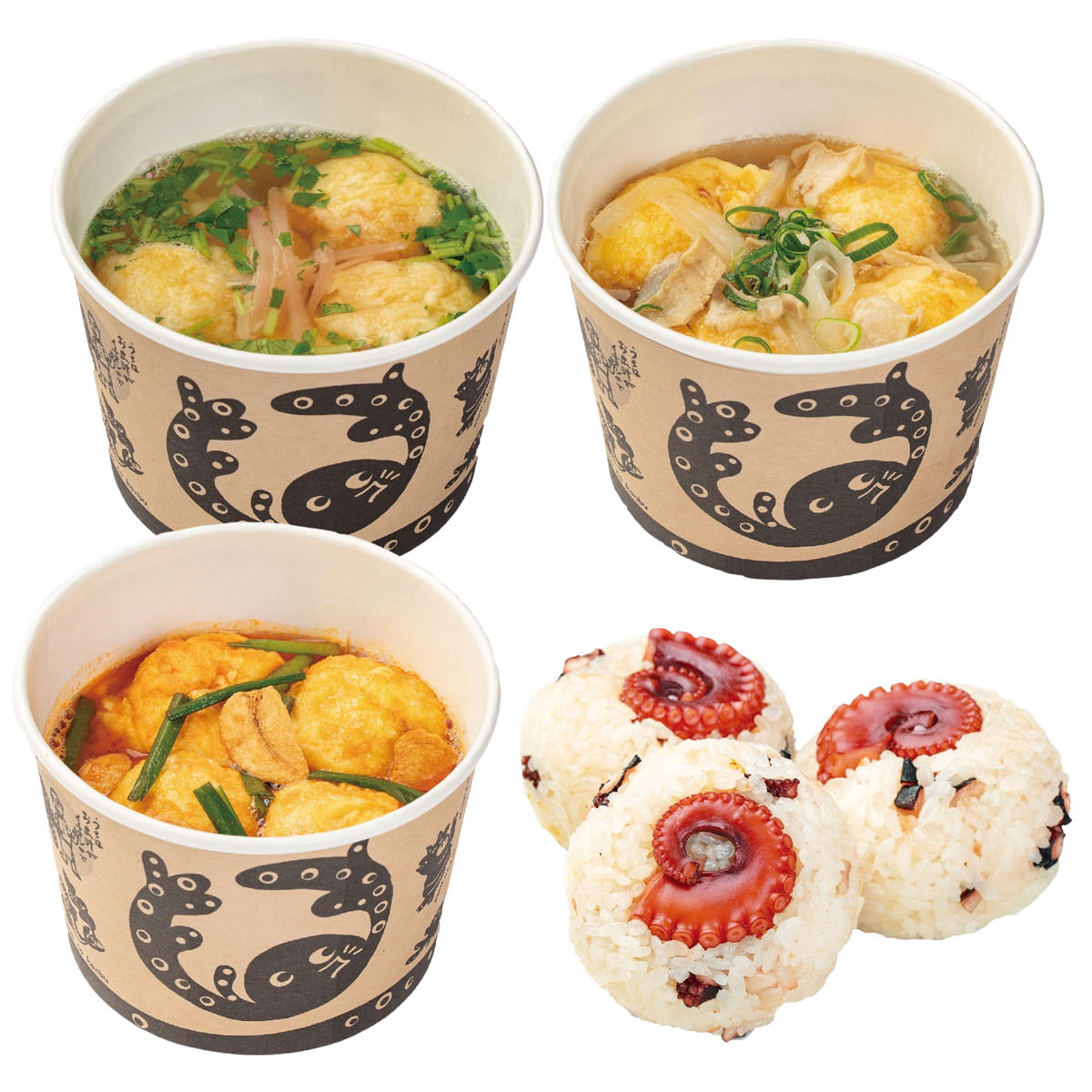 大阪あべのたこつぼ 味くらべ 〔明石焼3種(コチュジャン・鰹とこんぶ・油かす)各320g、蛸むす110g×3〕［北海道・沖縄県・離島 配送不可］
