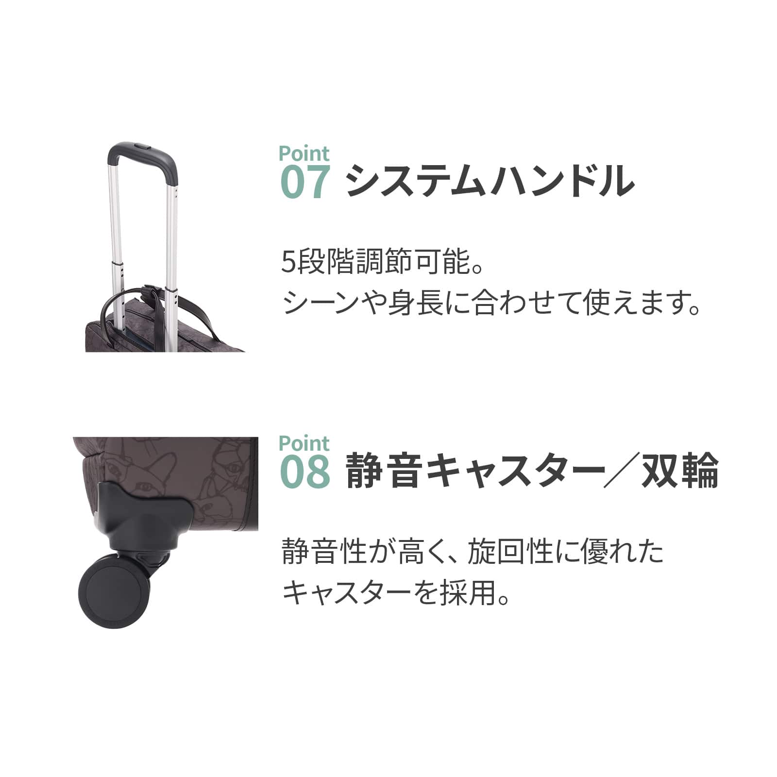 ace./エース HAyU ユッカ キャリーバッグ 17841 08:チャコール(ネコヘッド柄) キャリーバッグ