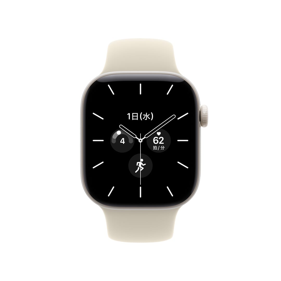 Apple Watch Series 12(GPS + Cellularモデル)- 42mmパールホワイトセラミックケースとサンドスポーツバンド - S/M with AppleCare+