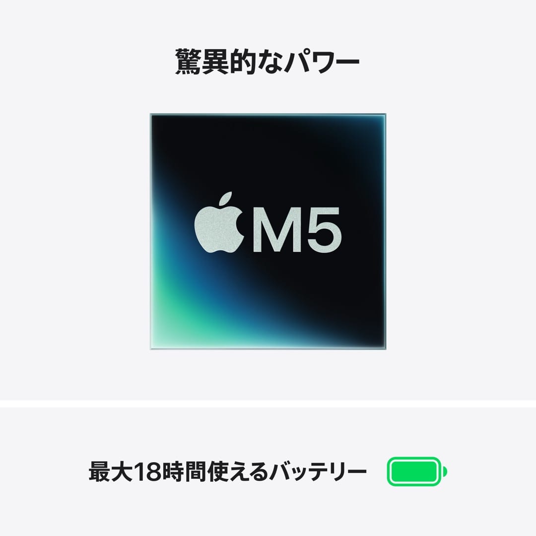 13インチMacBook Air: 10コアCPUと10コアGPUを搭載したApple M5チップ, 16GB, 2TB SSD - スカイブルー, Magic Keyboard(英語/US)