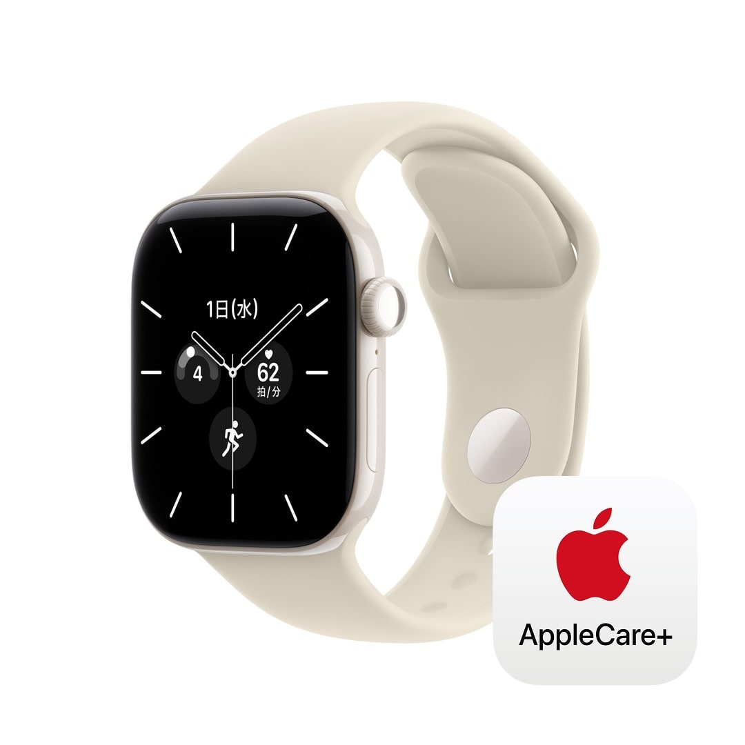 Apple Watch Series 12(GPS + Cellularモデル)- 42mmパールホワイトセラミックケースとサンドスポーツバンド - S/M with AppleCare+