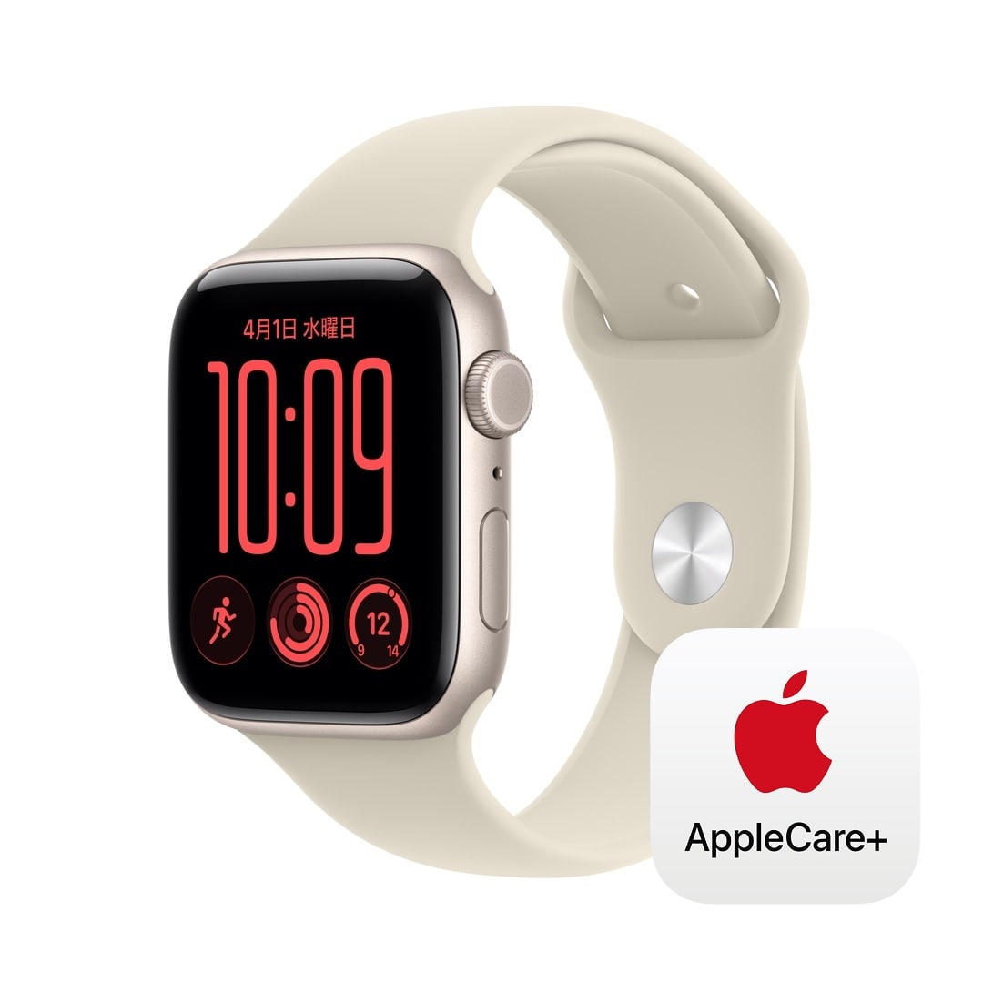 Apple Watch SE 3(GPS + Cellularモデル)- 44mmスターライトアルミニウムケースとサンドスポーツバンド - M/L with AppleCare+