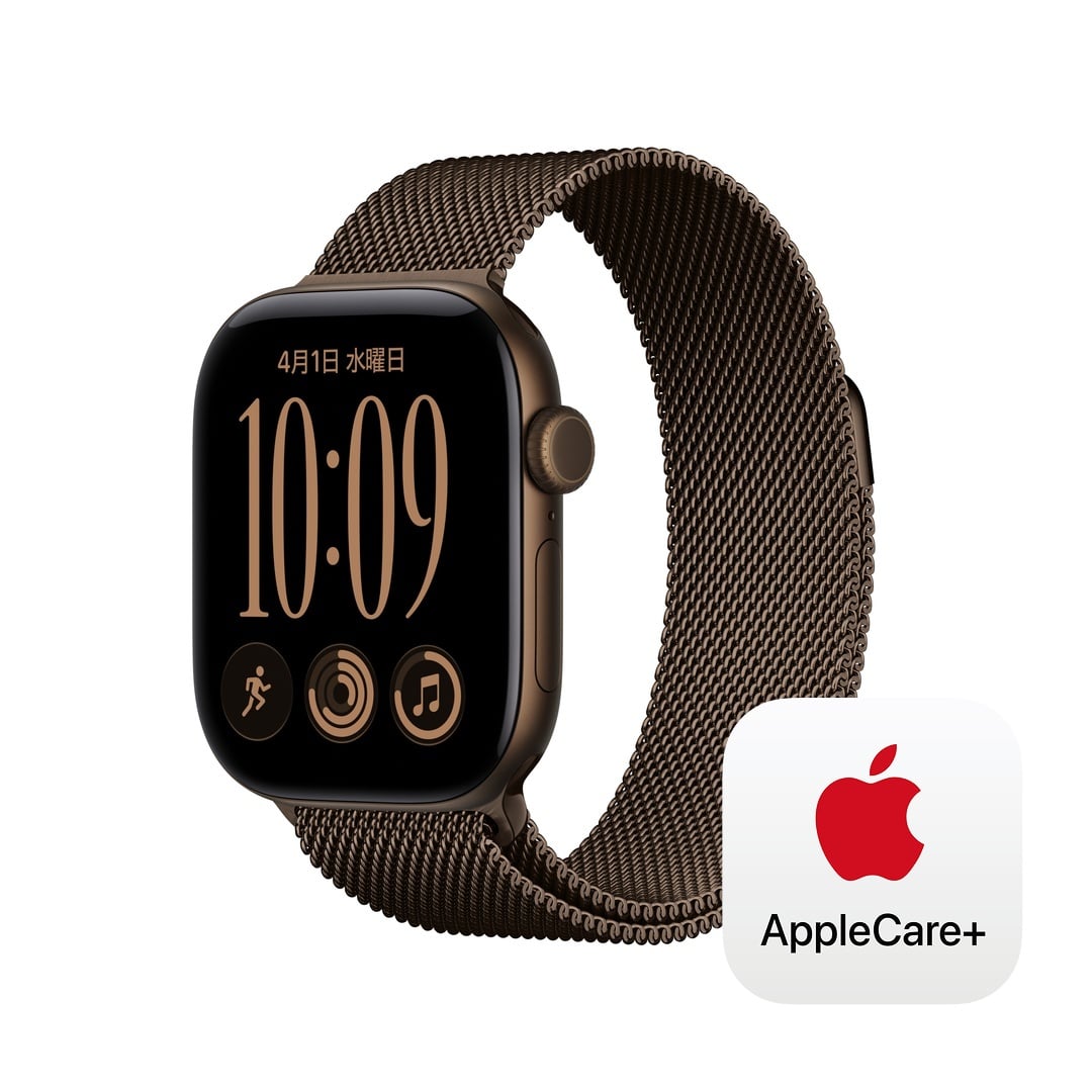 Apple Watch Series 12(GPS + Cellularモデル)- 42mmダークブロンズアルミニウムケースとダークブロンズミラネーゼループ with AppleCare+
