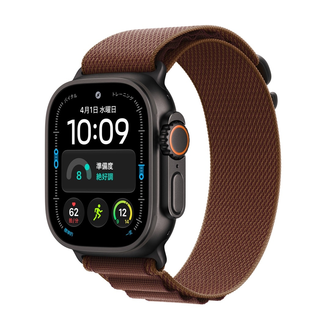 Apple Watch Ultra 4（GPS + Cellularモデル）- 49mmブラックチタニウムケースとバーガンディアルパインループ - S
