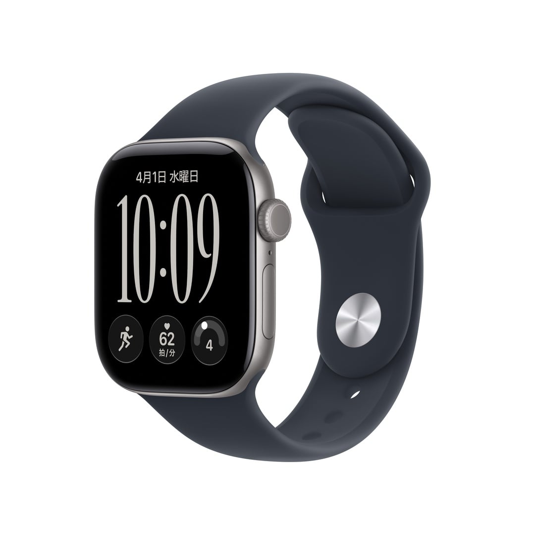 Apple Watch Series 12（GPS + Cellularモデル）- 42mmスペースグレイアルミニウムケースとネイビーブルースポーツバンド - S/M