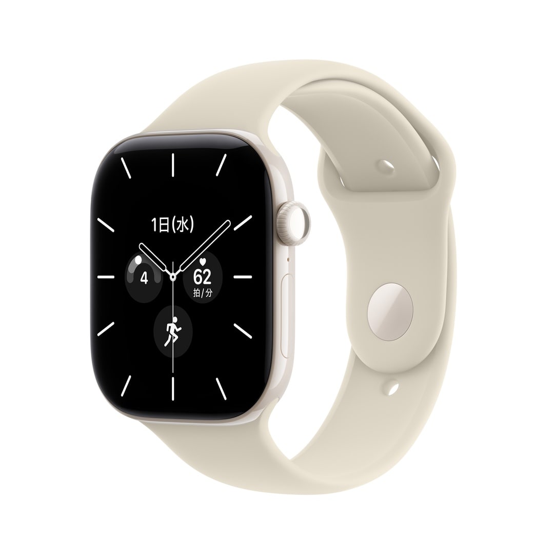 Apple Watch Series 12（GPS + Cellularモデル）- 46mmパールホワイトセラミックケースとサンドスポーツバンド - M/L