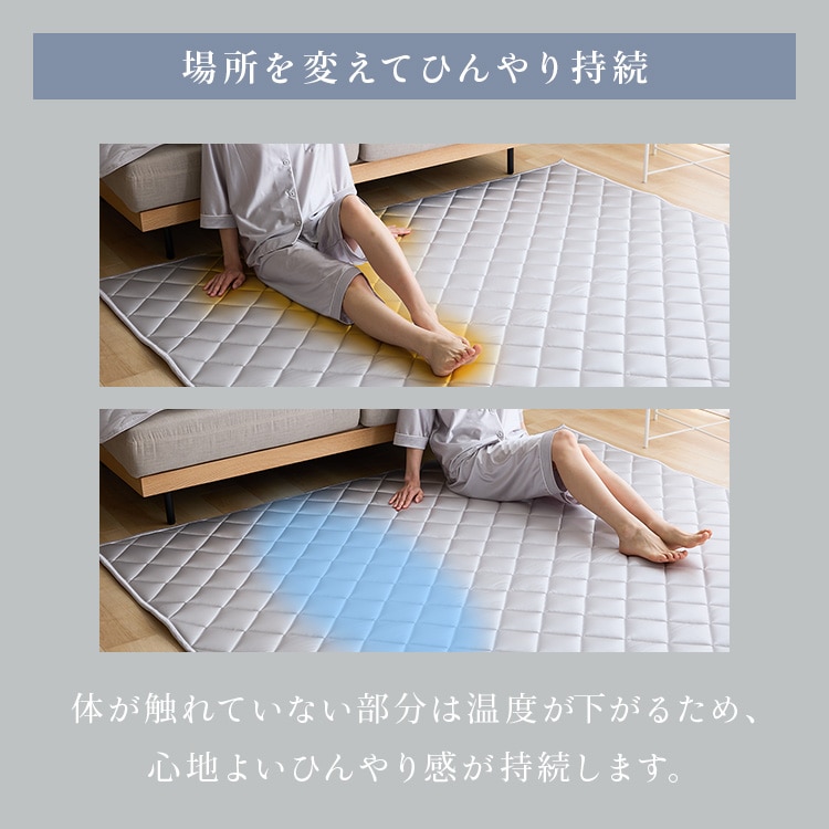 ラグ 洗える 接触冷感 ひんやり 抗菌・防臭・防ダニ 130×185cm グレー