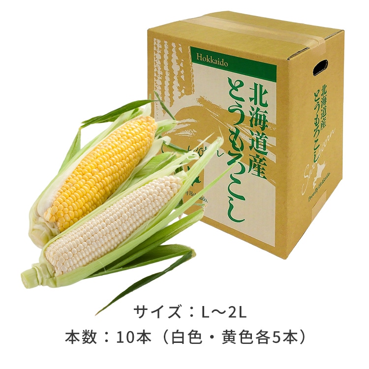 北海道産黄色・白いとうもろこし 各5本 【時間指定不可】【代引不可】【同梱不可】