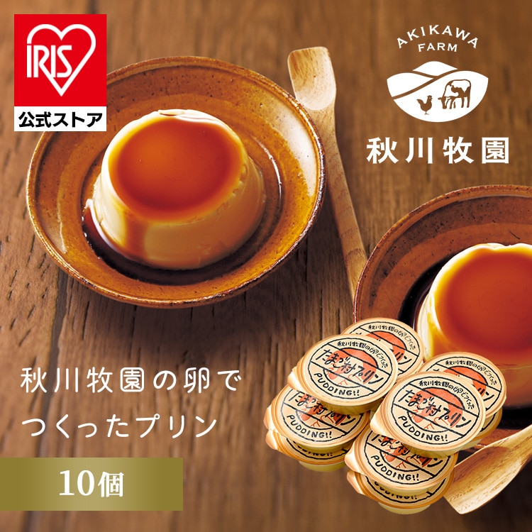 秋川牧園の卵でつくったたまご村プリン 10個 AKB-004 【時間指定不可】【代引不可】【同梱不可】