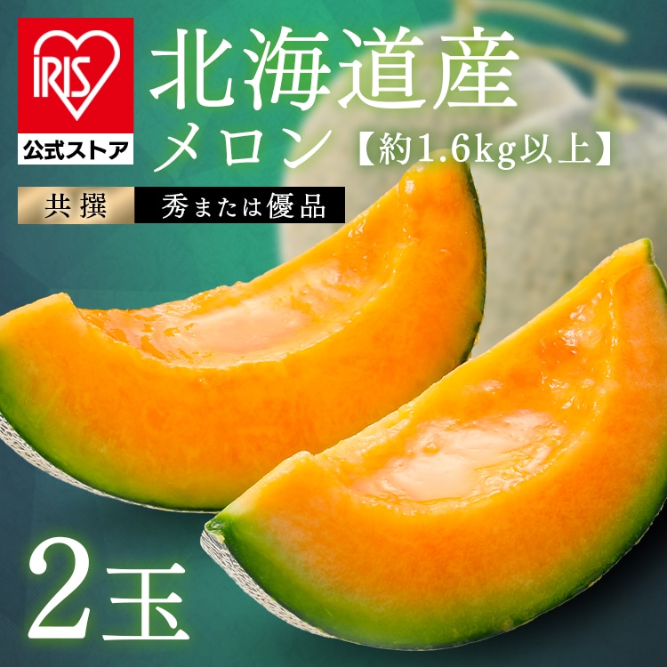 北海道産赤肉メロン2玉（1玉約1.6kg以上） 【時間指定不可】【代引不可】【同梱不可】