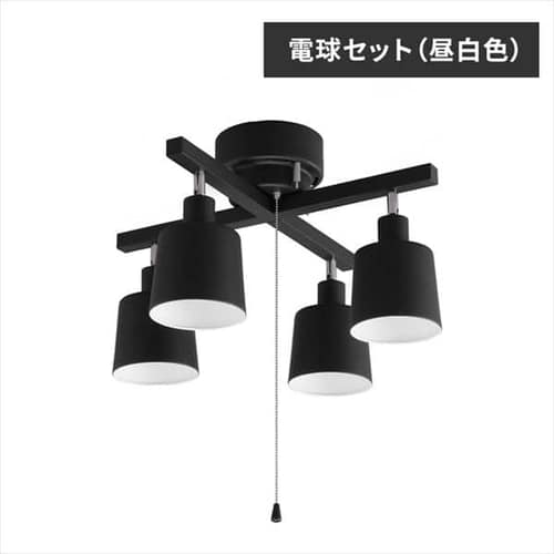 [電球セット(昼白色)]4灯シーリング クロス CE4LA-20C-B ブラック