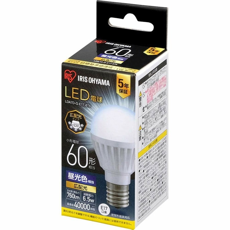 LED電球 E17 広配光 60形相当 LDA7D-G-E17-6T6 昼光色