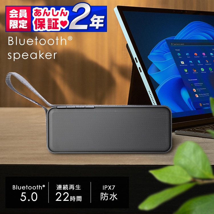 スピーカー Bluetooth 連続使用22h 防水 BTS-224-H グレー