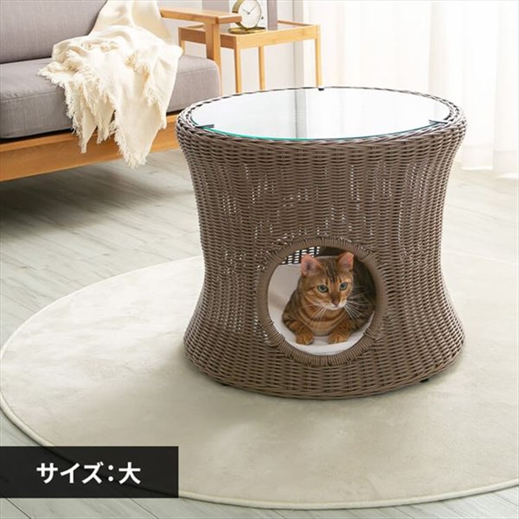 ペットハウス&テーブル 丸型(大) ブラウン