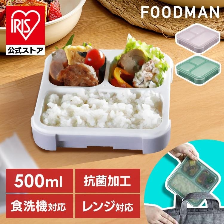 薄型弁当箱 抗菌 フードマン500 パープル