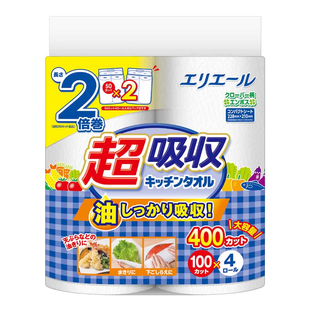 エリエール 【12個セット】エリエール超吸収キッチンタオル4R（100カット） 142571