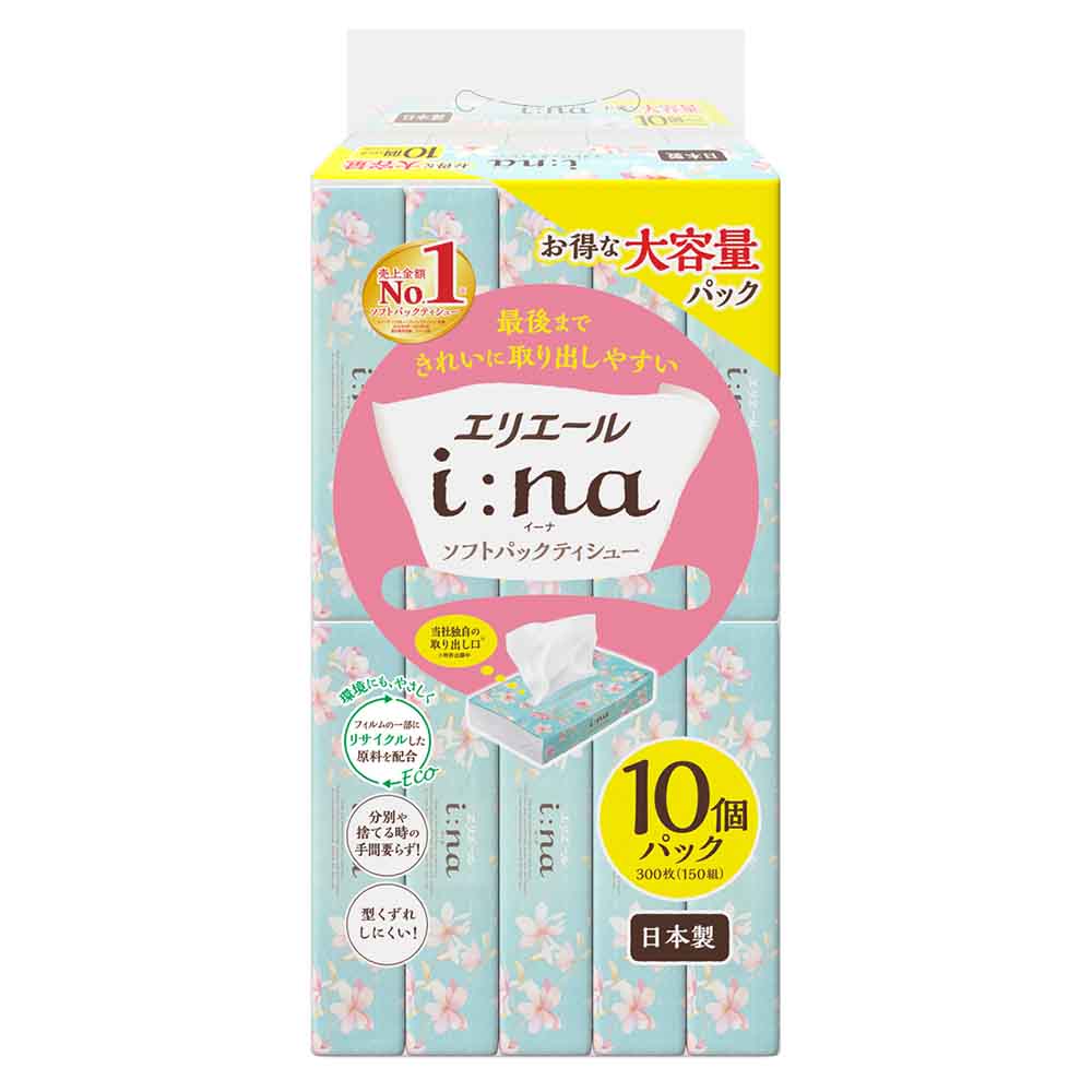 エリエール 【10個セット】エリエールi：na（イーナ）ティシューソフトパック150W10P 142480