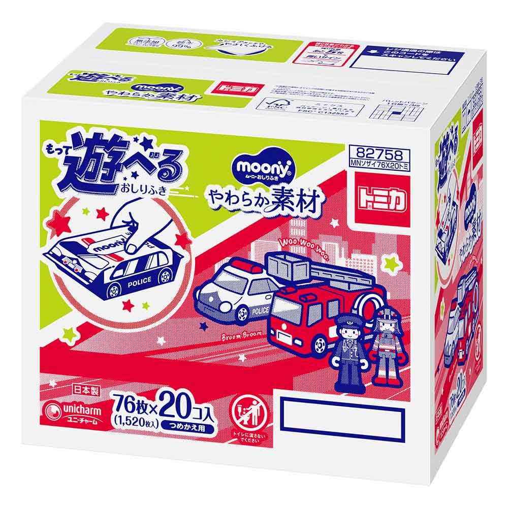 ムーニーおしりふき ム－ニ－おしりふきやわ素材詰替トミカ76枚×20コ