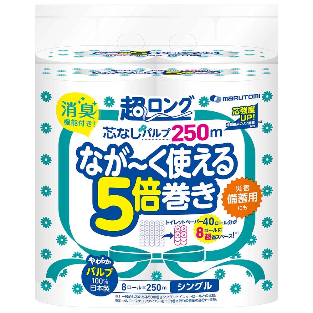 【4個セット】マルトミ芯無超ロングパルプ250m8Rシングル白3532