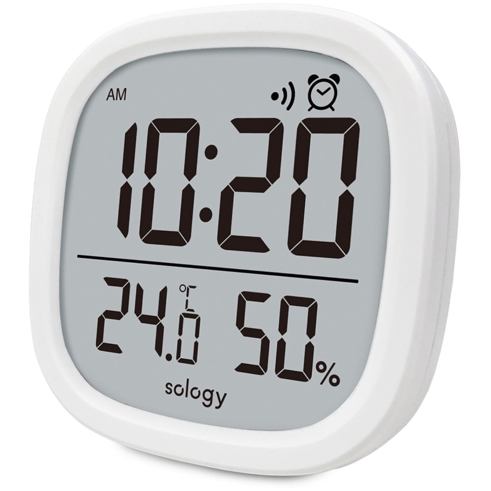 sology 時計が見やすいデジタル温湿度計（アラーム機能付） THY0102WH