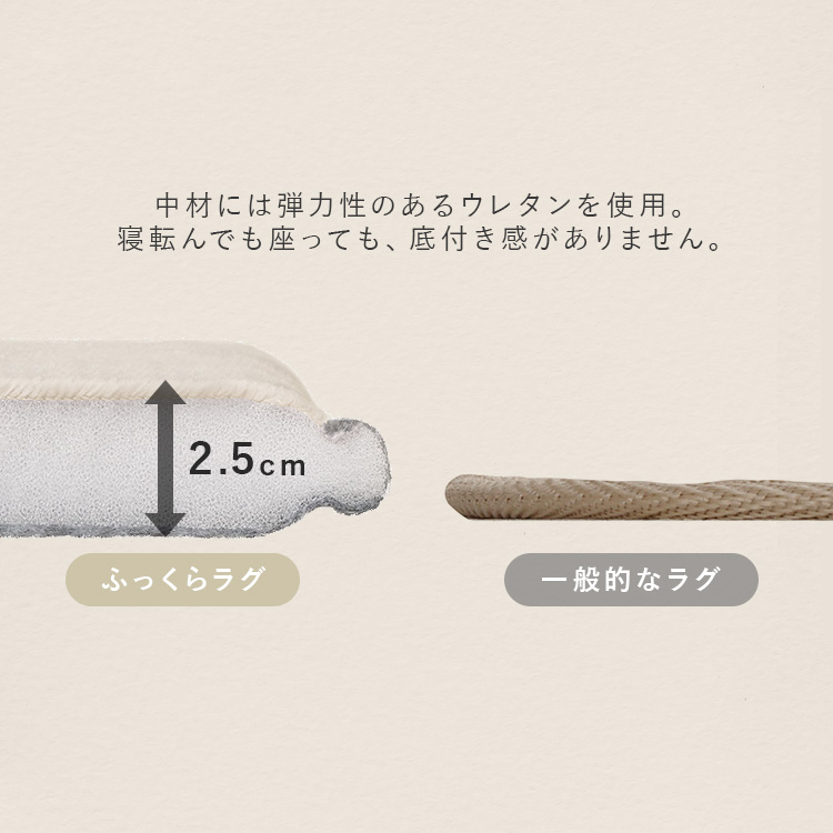 ラグ 1.5畳 カーペット 130×185cm ラグマット 絨毯 厚手 2.5cm おしゃれ シンプル オールシーズン ホットカーペット対応 防音 滑り止め付き こども ペット 一人暮らし リビング アイリスオーヤマ ふっくらウレタンラグ ORG-25C 無地ブラウン 130×185