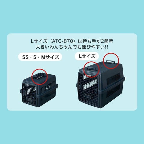 ペット キャリーバッグ 犬 猫 アイリスオーヤマ SSサイズ 軽量 クレート 旅行 エアトラベルキャリー ATC-460 ペット用 犬用 猫用 お出かけ 旅行 通院 SSサイズ/ネイビー