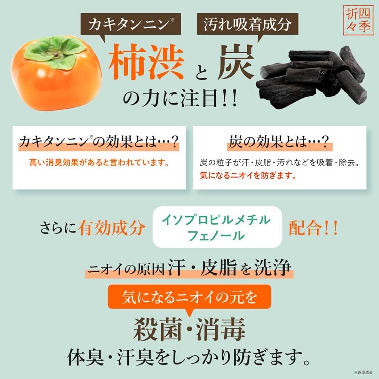【3個セット】四季折々 薬用 柿渋 ボディソープ 炭配合 詰替 大容量 1000ml