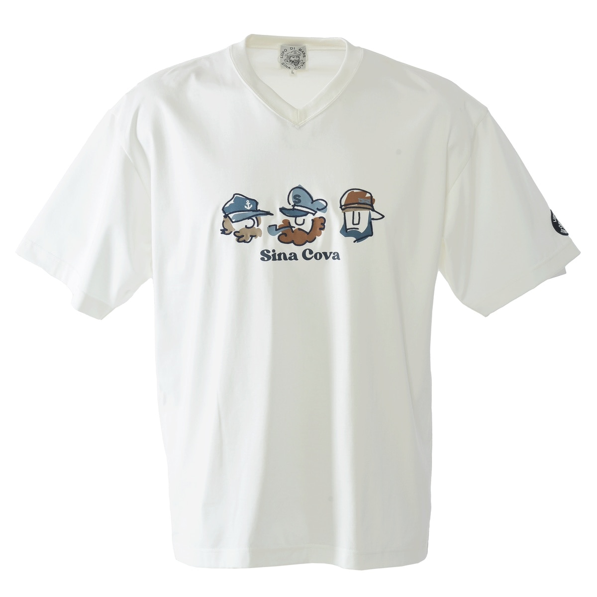 [SINA COVA]Vネック半袖Tシャツ Lサイズ ホワイト 26120560