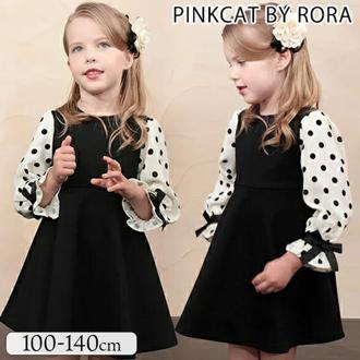 Rora 子供 ドレス ワンピース 女の子 通販 キッズ ドレスワンピース 10002891 フォーマルワンピース 長袖 ドット リボン 結婚式 パーティー 発表会 入園式 卒園式 入学式 かわいい オシャレ カジュアル フォーマル 子ども服 子供服 キッズファッション